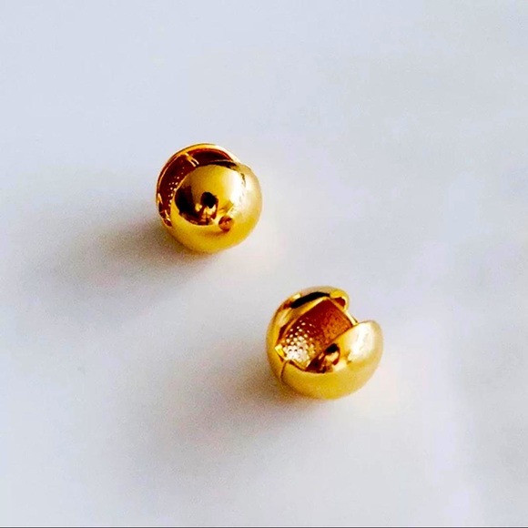 🍒3/$30 New Gold Ball Huggie Earrings - Picture 2 of 5
